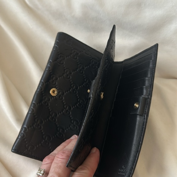 GUCCI 🖤Guccisima Double flap leather wallet Authentic Rare GG Beautiful - Picture 10 of 16